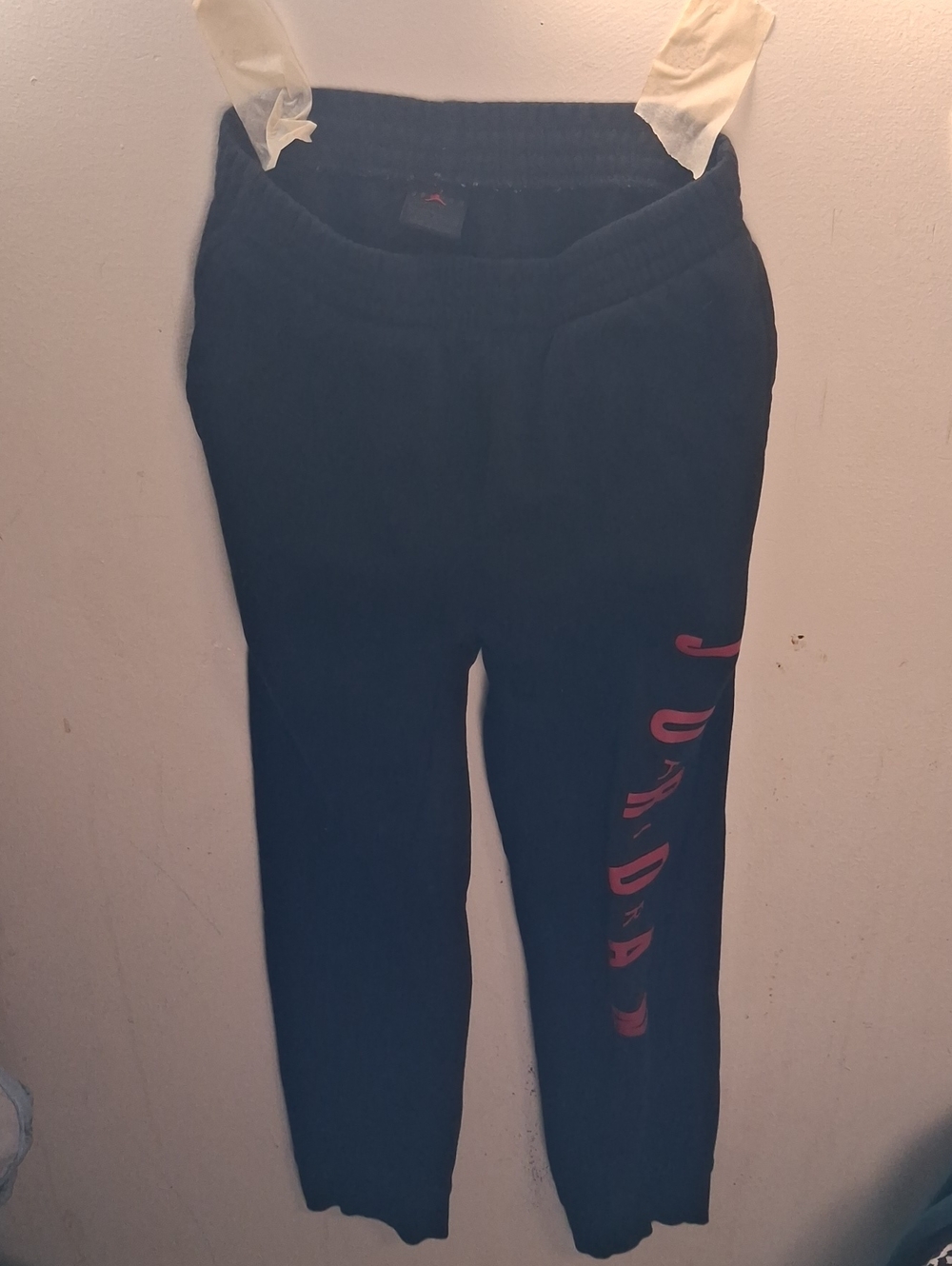 Kids Black Jordan Jogger Pants with Red Side Script